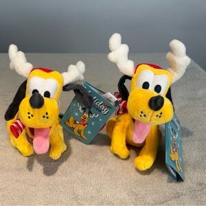 Pluto with Antlers Holiday Plush Shirt Shoulder Magnet - Set of 2